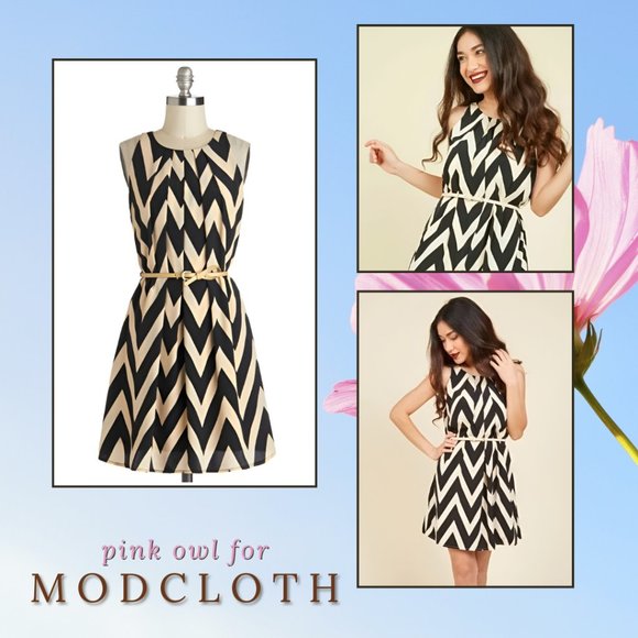 ModCloth Pink Owl "Great Wavelengths" Chevron Striped Dress (size S) - Picture 16 of 16